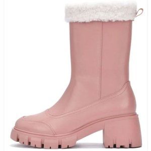 Women's Sherpa Faux Fur Ankle Boot Blush Color